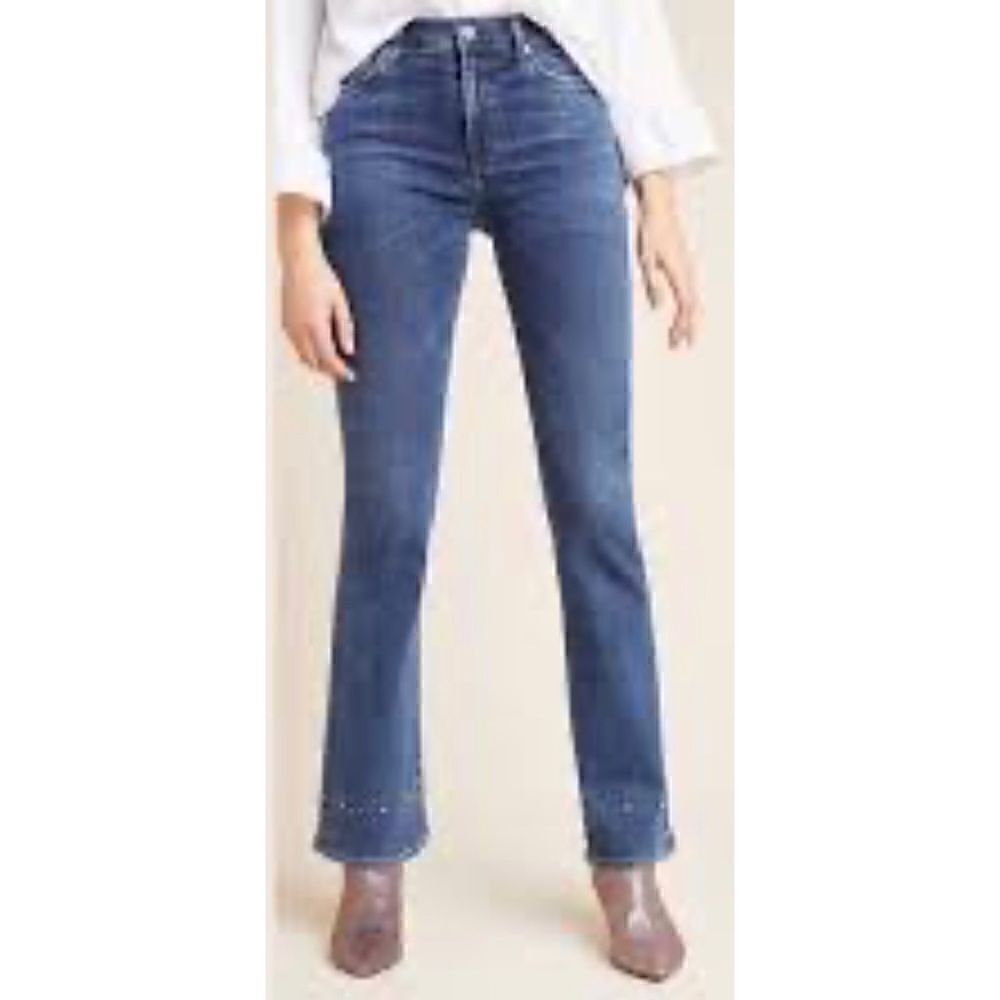 Citizens of Humanity COH Demy Cropped Flare Gleams Stud Embellished Jeans, 24
